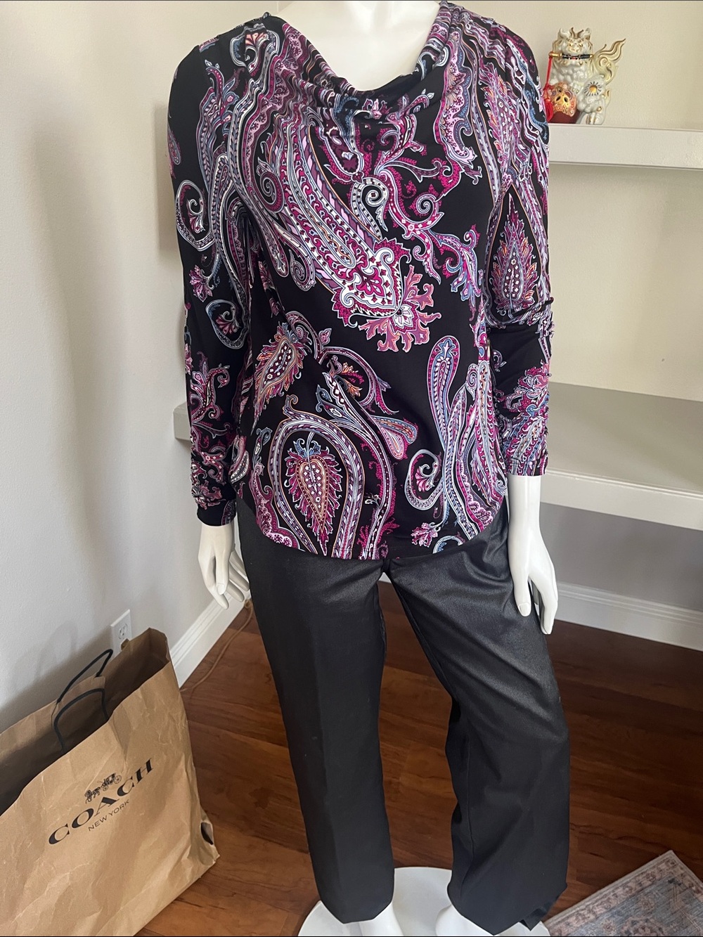 Chico's Black and Purple Pink Paisley Blouse